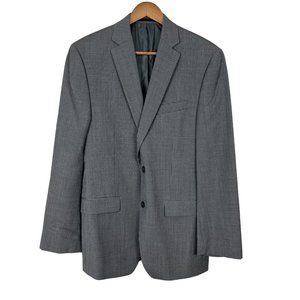 CALVIN KLEIN Blazer Jacket Sports Coat Men 38R Gray Check 100% Wool Professional
